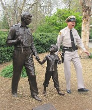 Raleigh, NC - The Mayberry Deputy with TV Land Landmark statue honoring The Andy Griffith Show.